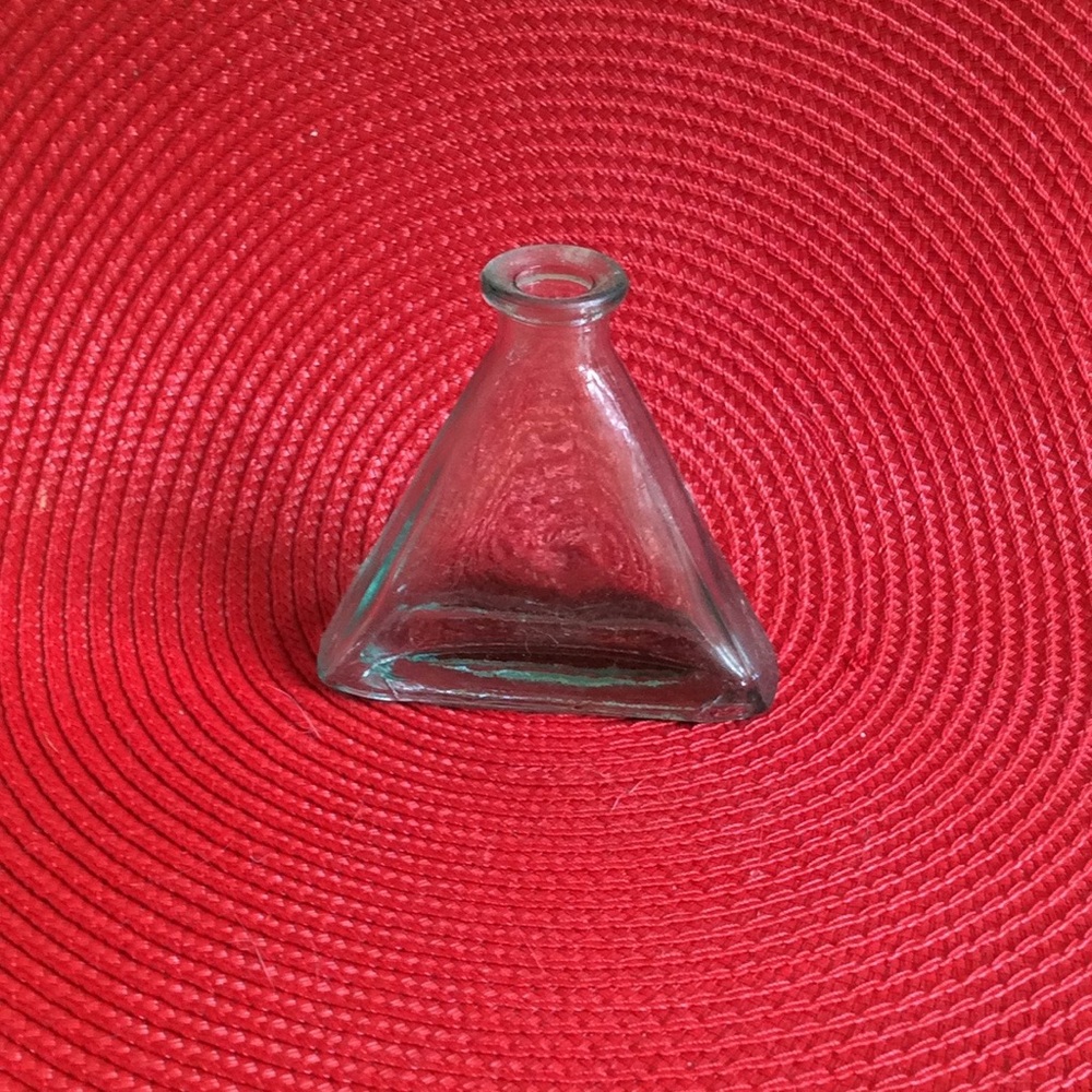 Elegant Green Glass Bottle Vintage( triangular)